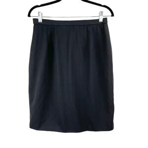 Vintage Niteline Black Pleated Pencil Skirt High Waist Back Slit Knee Length 10